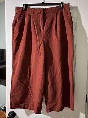 Nine West Linen Blend Wide Leg Crop Pants Size XL (14/16) Like New